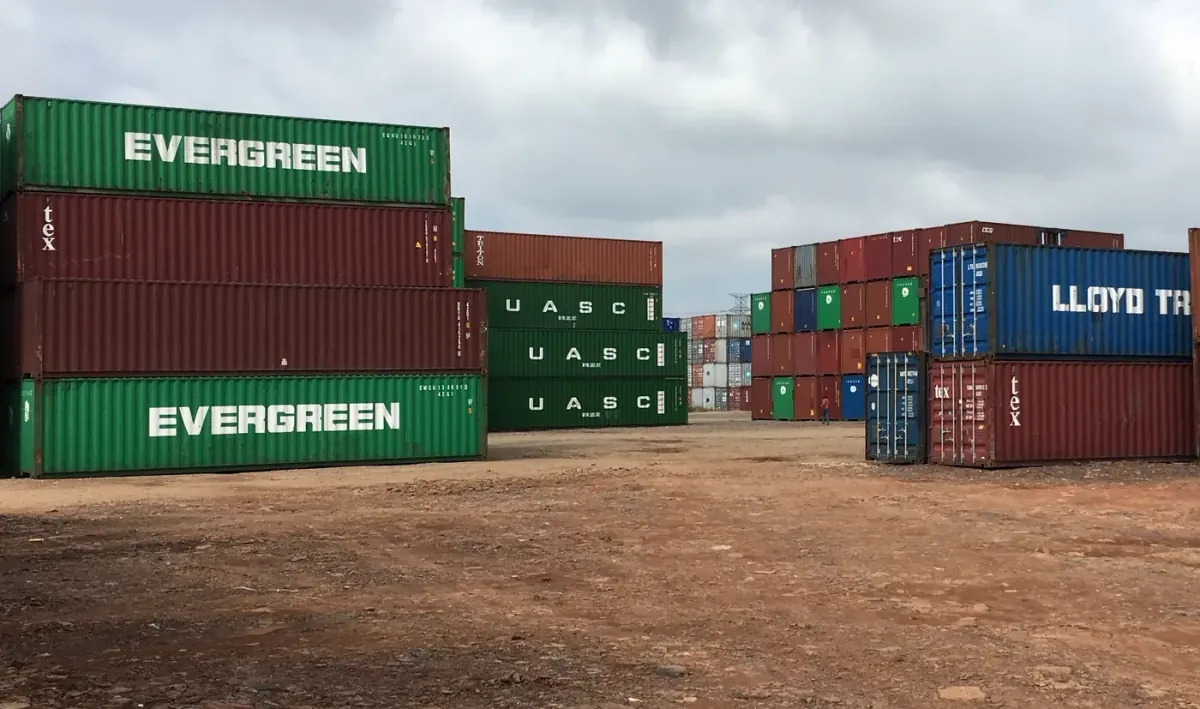 Container depot with units ready for distribution