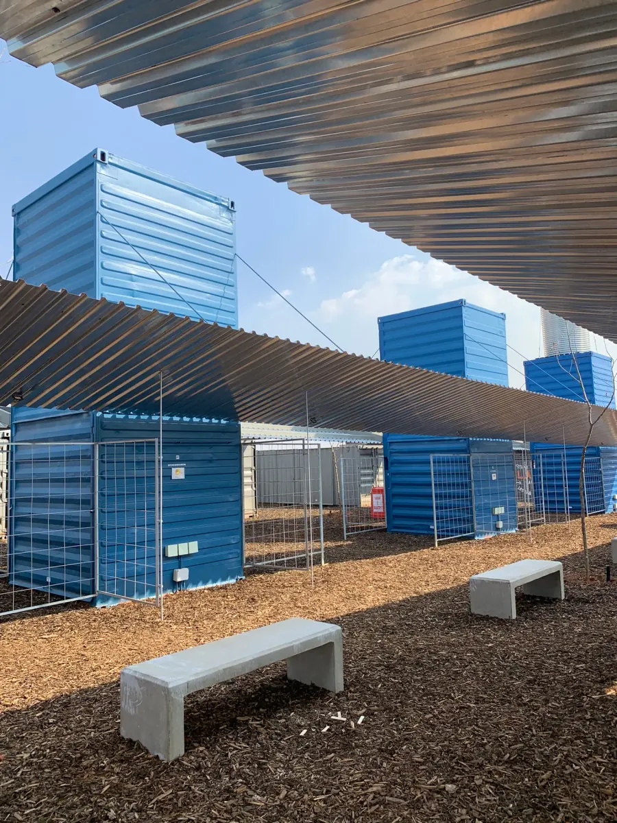 Stacked containers for project supply