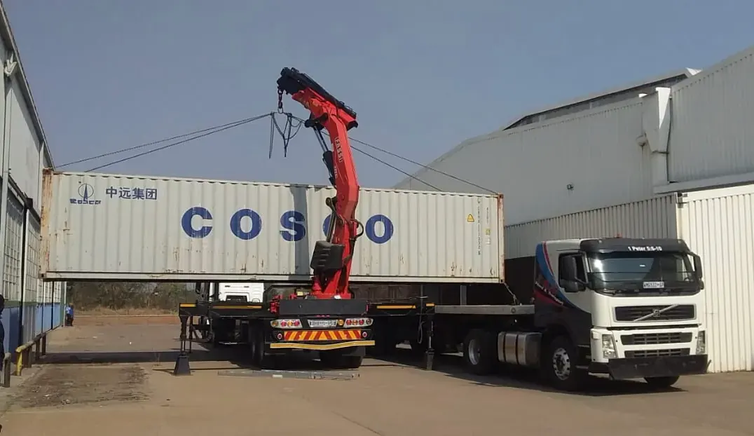 Container transport truck and crane equipment